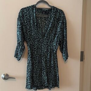 Zara Black and Blue Midi Dress